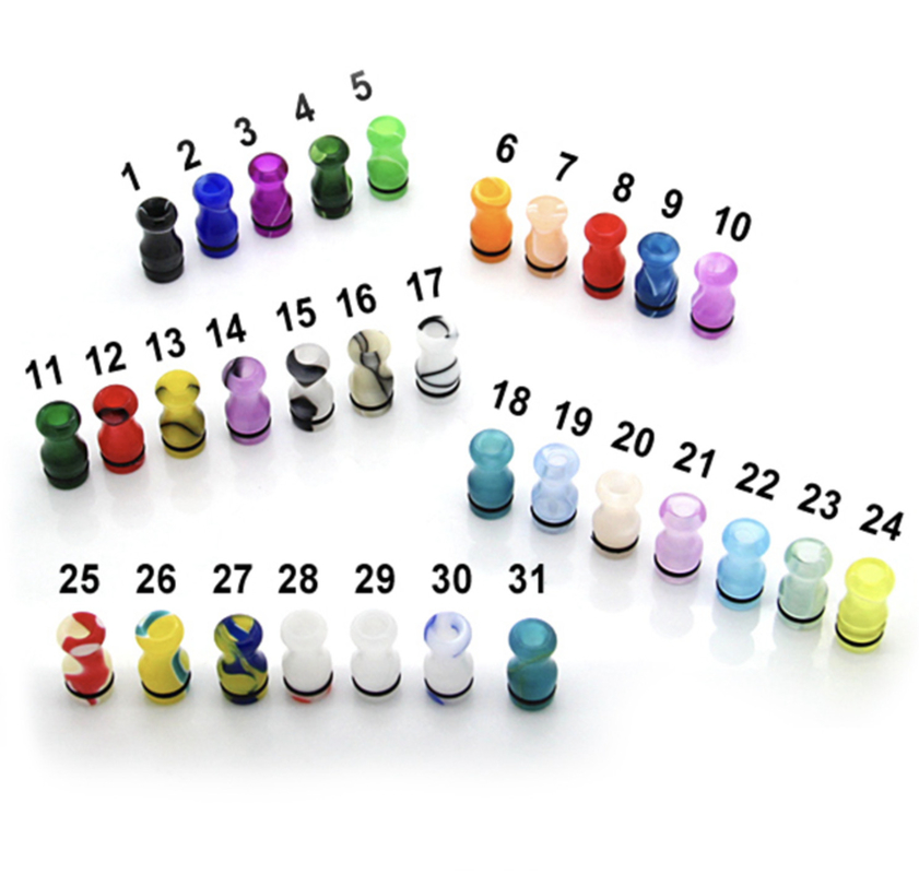 Lelote রঙিন Vape ড্রিপ টিপস / এক্রাইলিক 510 ড্রিপ টিপ 1pcs/বক্স