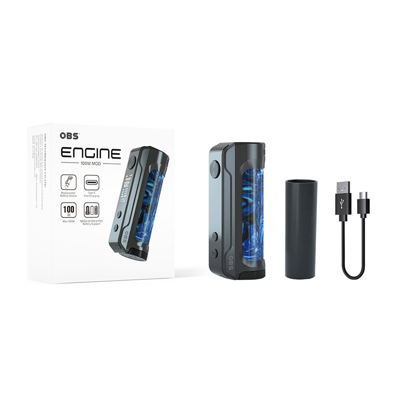 Obs ইঞ্জিন 100w Box Vape Mods একক ব্যাটারি বক্স মডের ধরন - C চার্জিং